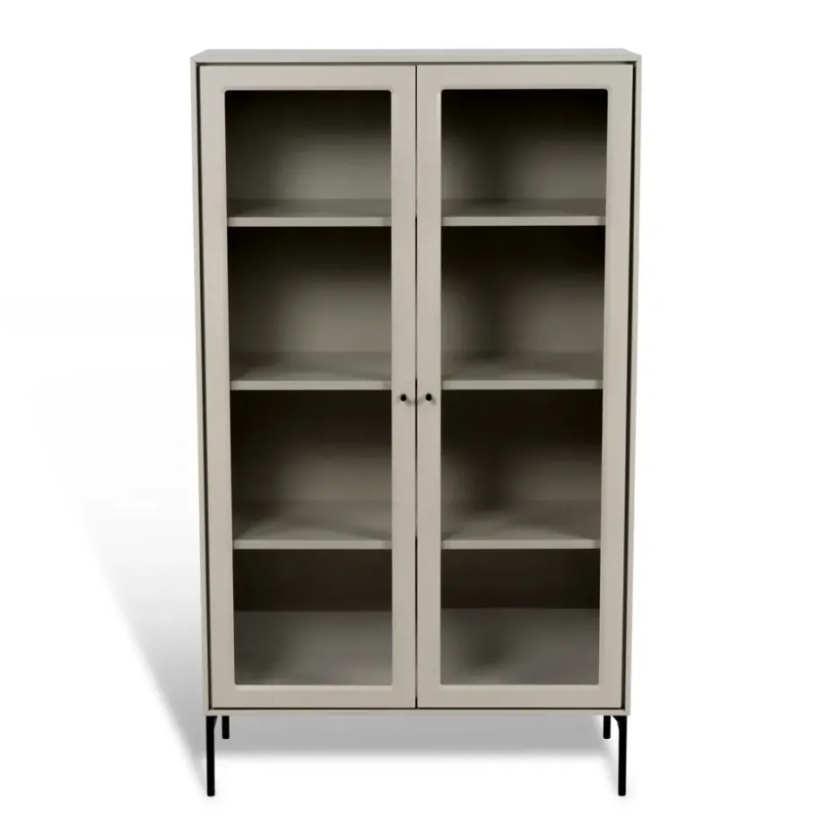 Vitrine Volt 130 cm beige, Détails en noir