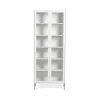 Vitrine Volt 190 cm laquée blanche, Détails en acier inoxydable